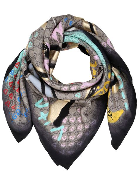 gucci ghost wool scarf|silk Gucci scarf women.